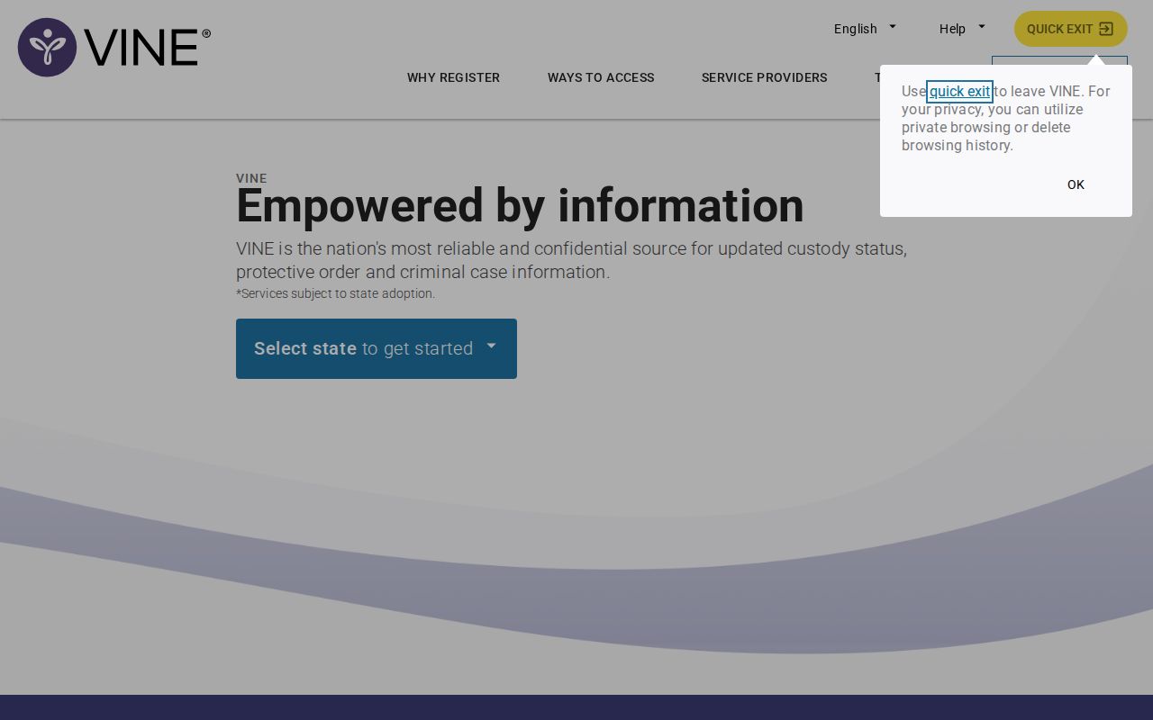 VINELink search interface for a Mobile County arrest check